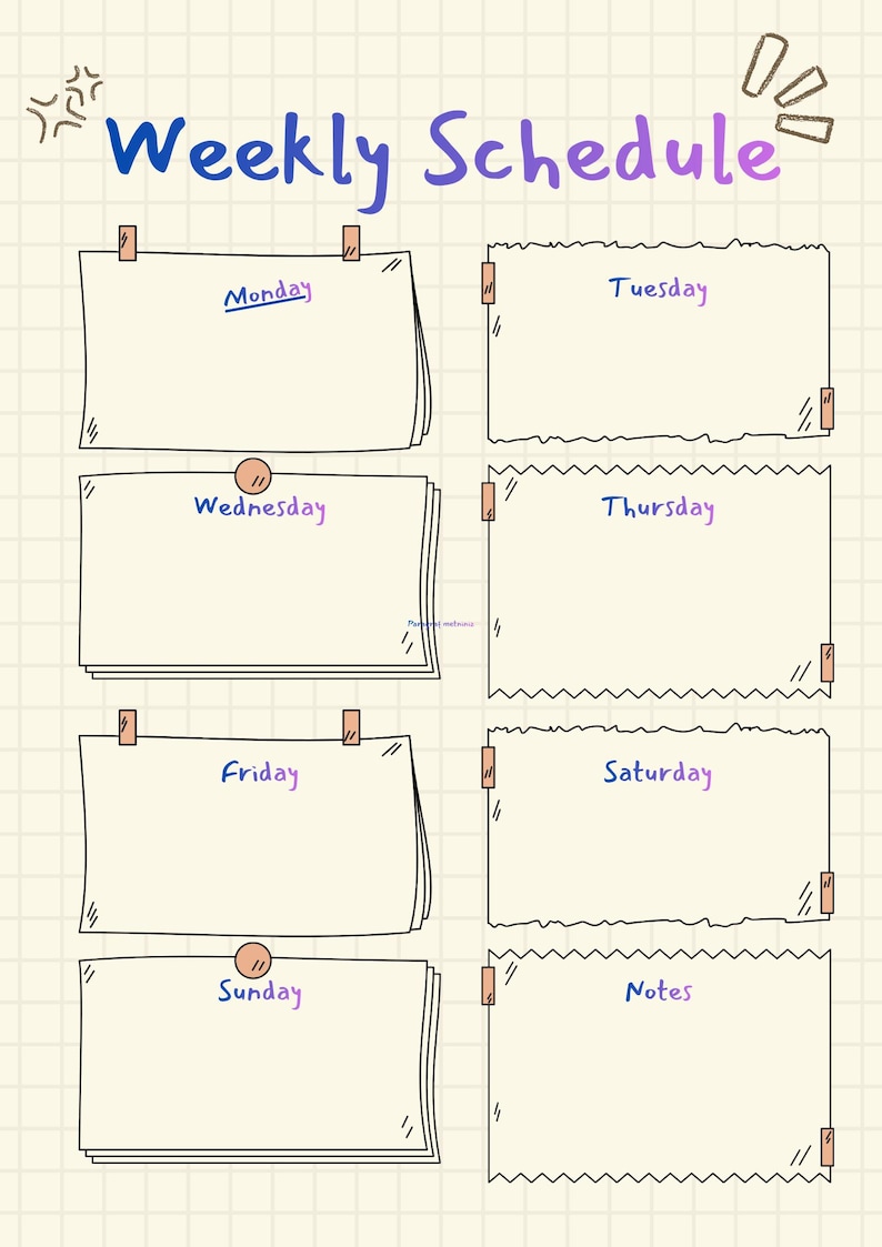 Cute Weekly Schedule Planner | Printable Weekly Planner | Kawaii ...