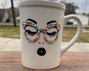 Rhinestone Glasses Mug, Bling Coffee Cup