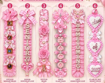 ヴィンテージ風ホームカミングマムブレイド｜既製テキサスマムブレイド｜パールレースハートチェーン｜DIY