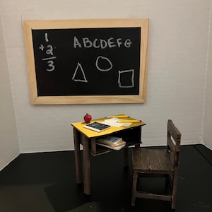 Distressed School Desk and Chair