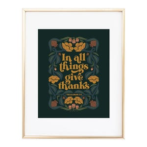 Give Thanks in All Things, 1 Thessalonians 5:18 Print PDF, Instant Download, God, Bible, Printable Art, Thanksgiving, Midnight Background