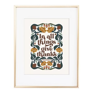 Give Thanks in All Things, 1 Thessalonians 5:18 Print PDF, Instant Download, God, Bible, Printable Art, Thanksgiving, Cream Background