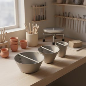 Set di 3 coni per la sagomatura del bordo - Strumento per ceramica in file STL - Per levigare i bordi di tazze e ciotole - Stampa 3D - Stampo per bordo in ceramica