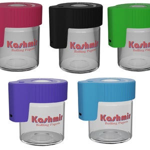  Herb Storage Jar with Shake Separator and Magnetic Herb Grinder  INSIDE the Lid. This Airtight, Smell Proof, Plastic Storage Container has  Two Seals to Keep the Goods Fresh and Scent Contained (