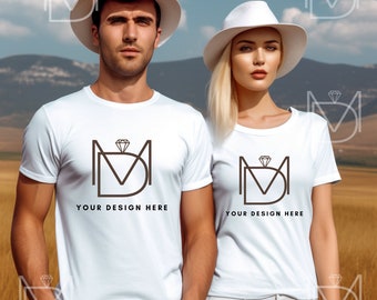 Bella Canvas 3001 Couple Mockup, Couple Model Mockups, Model Mockup, White Tshirt Mockup, Couple Tshirt Mockup, White Shirt Mockup