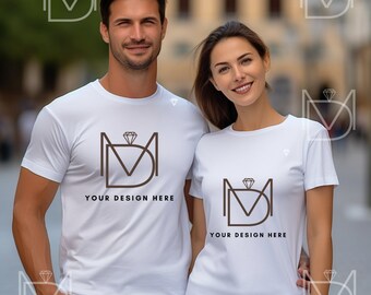Bella Canvas 3001 Couple Mockup, Couple Model Mockups, Model Mockup, White Tshirt Mockup, Couple Tshirt Mockup, White Shirt Mockup
