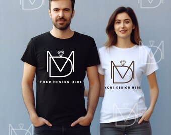 Bella Canvas 3001 Couple Mockup, Couple Model Mockups, Model Mockup, White Tshirt Mockup, Couple Tshirt Mockup, White Shirt Mockup