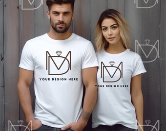 Bella Canvas 3001 Couple Mockup, Couple Model Mockups, Model Mockup, White Tshirt Mockup, Couple Tshirt Mockup, White Shirt Mockup