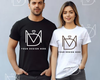 Bella Canvas 3001 Couple Mockup, Couple Model Mockups, Model Mockup, White Tshirt Mockup, Couple Tshirt Mockup, White Shirt Mockup