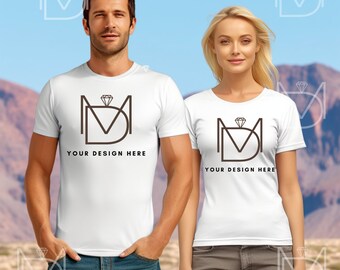 Bella Canvas 3001 Couple Mockup, Couple Model Mockups, Model Mockup, White Tshirt Mockup, Couple Tshirt Mockup, White Shirt Mockup