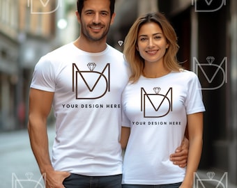 Bella Canvas 3001 Couple Mockup, Couple Model Mockups, Model Mockup, White Tshirt Mockup, Couple Tshirt Mockup, White Shirt Mockup