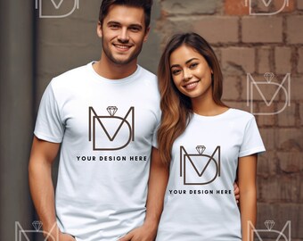 Bella Canvas 3001 Couple Mockup, Couple Model Mockups, Model Mockup, White Tshirt Mockup, Couple Tshirt Mockup, White Shirt Mockup