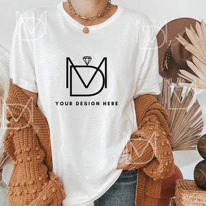White Gildan 5000 Mockup, White Unisex T-shirt Mock Up, T-Shirt Mockup, Model Mockup, T-Shirt Flat Lay, Tshirt Mockup, Tee Mockup