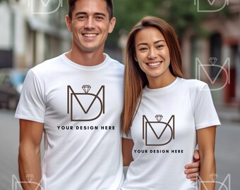 Bella Canvas 3001 Couple Mockup, Couple Model Mockups, Model Mockup, White Tshirt Mockup, Couple Tshirt Mockup, White Shirt Mockup