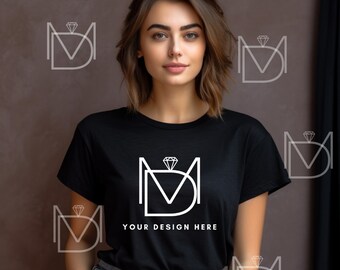Black Bella Canvas 3001 Mock, Tshirt Mockup, Styled Shirt Mockup, Trendy Mockup, Women Tee Mock, Black T-Shirt Mockup, Black Tshirt mockup
