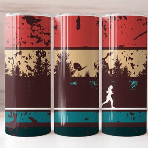 Retro Running Silhouette | Runner Life | Trail Run | 20 oz Straight Skinny Tumbler Design for Sublimation | 300dpi PNG Digital Download