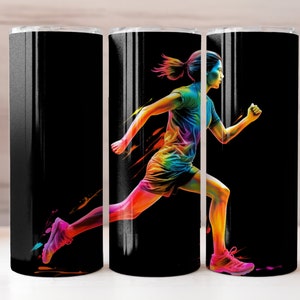 Neon Running Tumbler Wrap | Runner Life | Trail Run | 20 oz Straight Skinny Tumbler Design for Sublimation | 300dpi PNG Digital Download