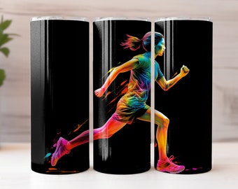 Neon Running Tumbler Wrap | Runner Life | Trail Run | 20 oz Straight Skinny Tumbler Design for Sublimation | 300dpi PNG Digital Download