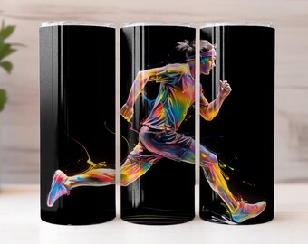 Neon Running Tumbler Wrap | Runner Life | Trail Run | 20 oz Straight Skinny Tumbler Design for Sublimation | 300dpi PNG Digital Download