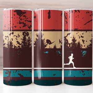 Retro Runner Silhouette | Running Life | Trail Run | 20 oz Straight Skinny Tumbler Design for Sublimation | 300dpi PNG Digital Download