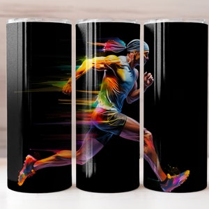 Neon Runner Tumbler Wrap | Run Life | Trail Running | 20 oz Straight Skinny Tumbler Design for Sublimation | 300dpi PNG Digital Download