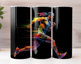Neon Runner Tumbler Wrap | Run Life | Trail Running | 20 oz Straight Skinny Tumbler Design for Sublimation | 300dpi PNG Digital Download