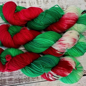 Peppermint Twist  - superwash merino Hand-dyed Yarn Christmas themed