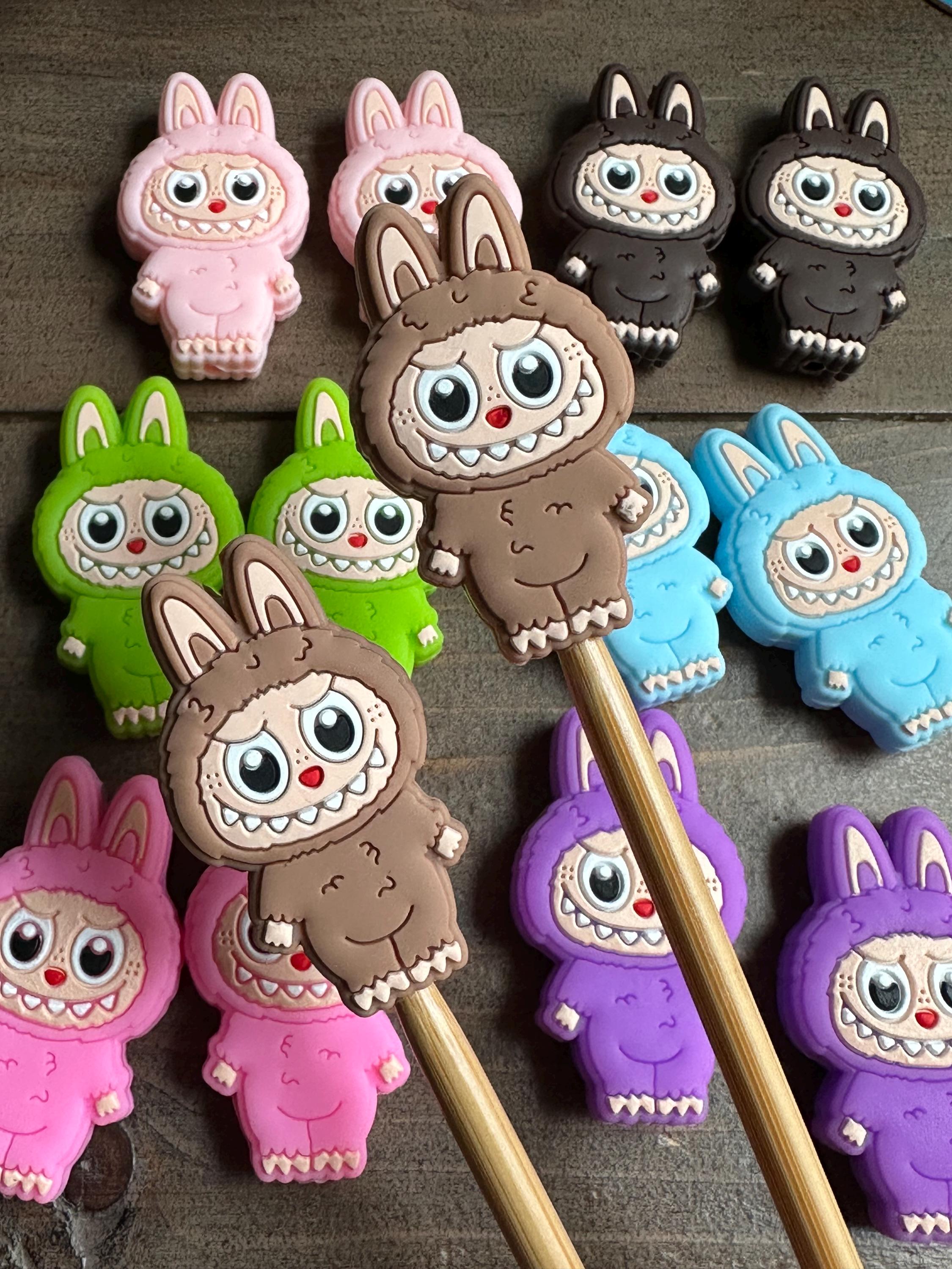 Mischievous Doll Knitting Needle Stoppers, Pair