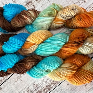 Beach Day - DK weight fine superwash merino Hand-dyed Yarn