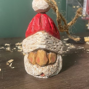 Custom Hand Carved Santa head ornament