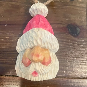 Custom Hand Carved Santa head ornament