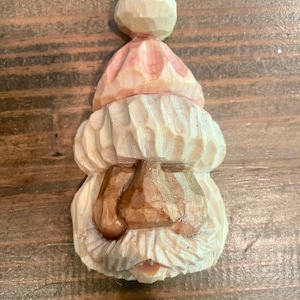 Custom Hand Carved Santa head ornament