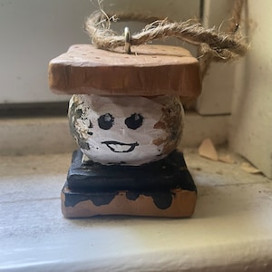 Custom Hand carved s’more ornament