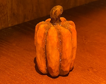 Custom Hand Carved Tall Orange Pumpkin