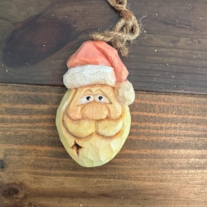 Custom Hand Carved Santa head ornament