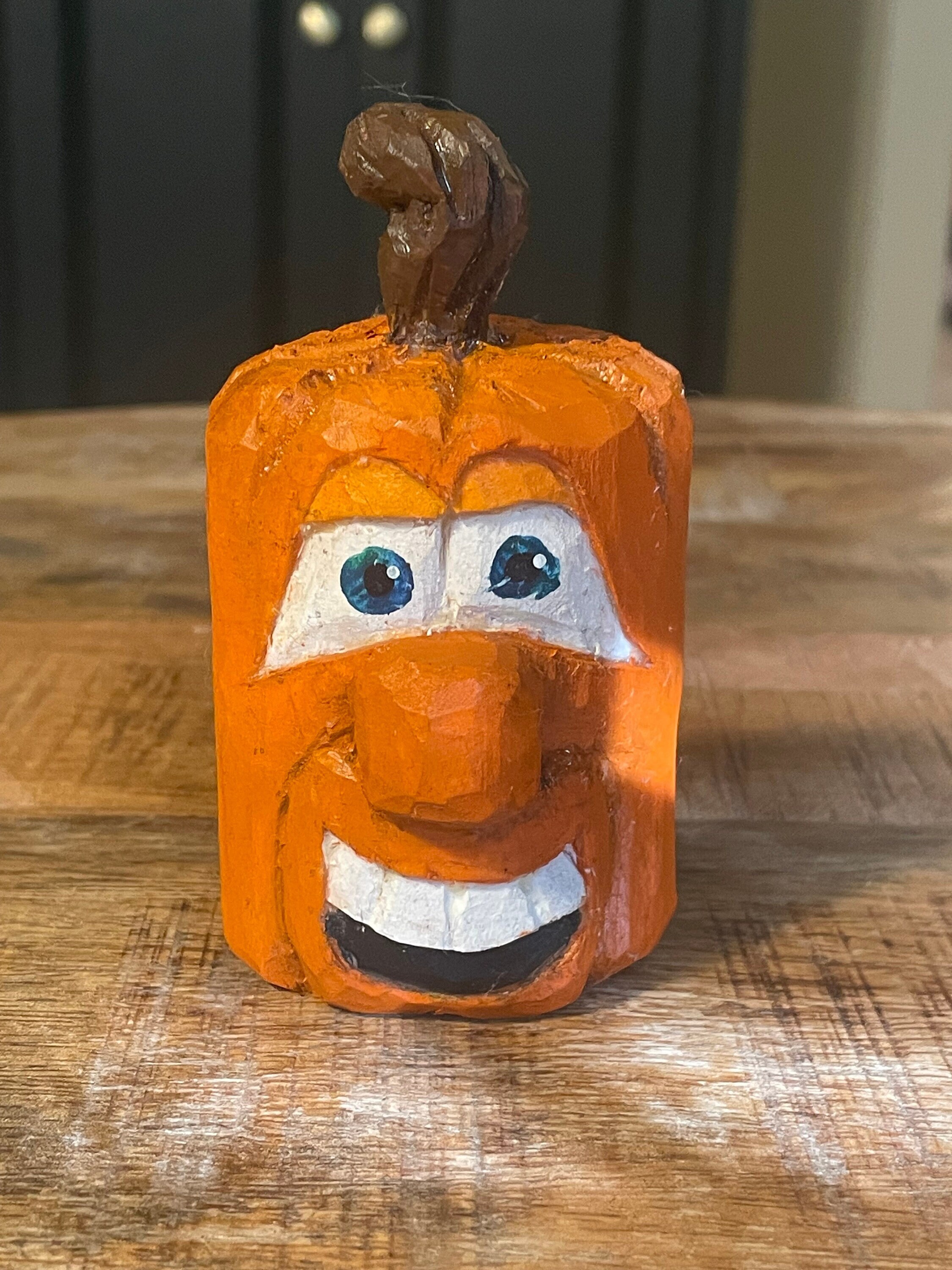 Custom Hand carved wooden Jack-O-Lantern
