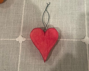 Hand carved heart ornament| Valentine’s Day gift