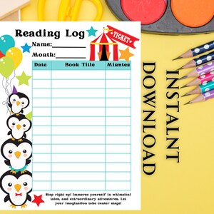 Summer Reading Log for Kids, Reading Chart, Reading tracker , Printable Summer Reading log for Kids , INSTANT DOWNLOAD