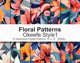 Georgia O'Keefe Florale Muster Digital Paper 1