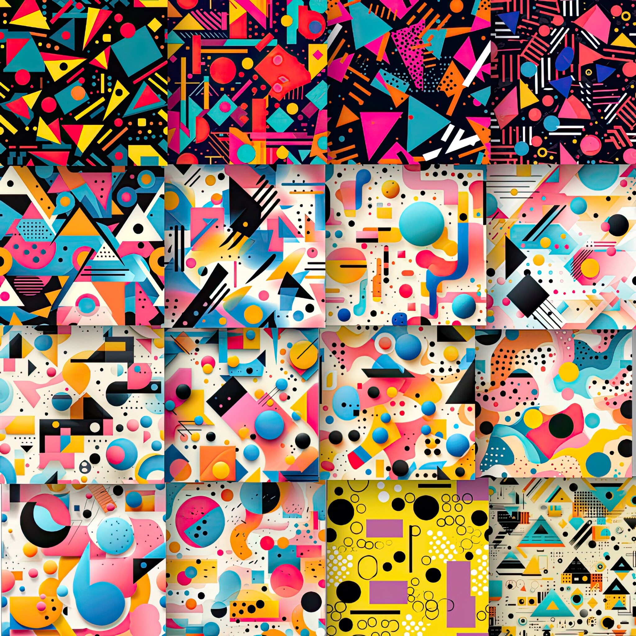 1980s Abstract Geometric Patterns Digital Paper 2 - Etsy