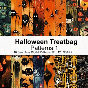 Halloween Treatbag Patterns Digital Paper 1