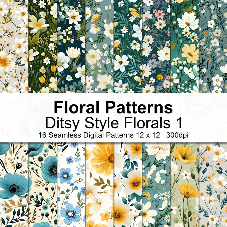 Ditsy Line Pattern Ditsy Style Floral Patterns Digital Paper 1 - Etsy