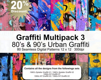 Urban Graffiti Patterns Digitales Papier Multipack 3