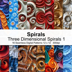 Papel Digital Patrones Espirales Bajo Relieve 1