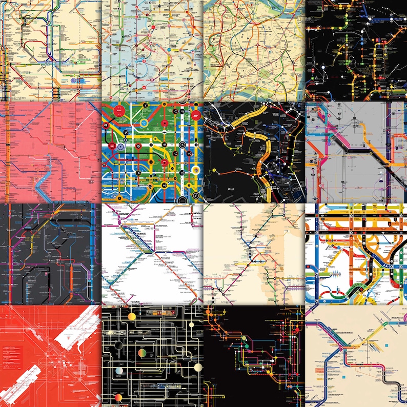 Urban Pattern Subway Maps Digital Paper 2 - Etsy