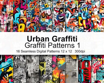 Graffiti Patterns Digital Paper 1