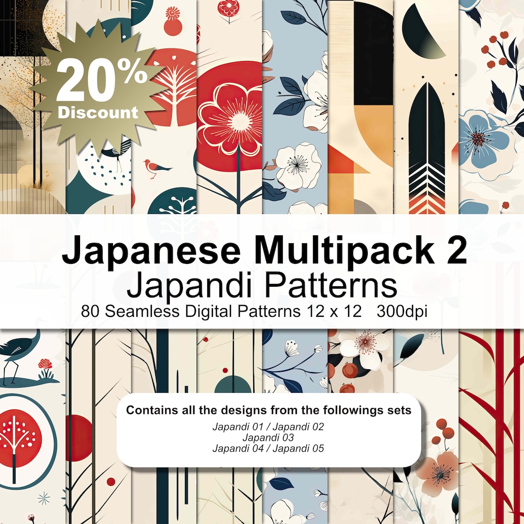 Japanese Pattern Pack Japanese Multipack 2 - Japanese Japan Patterns Digital Paper - Etsy