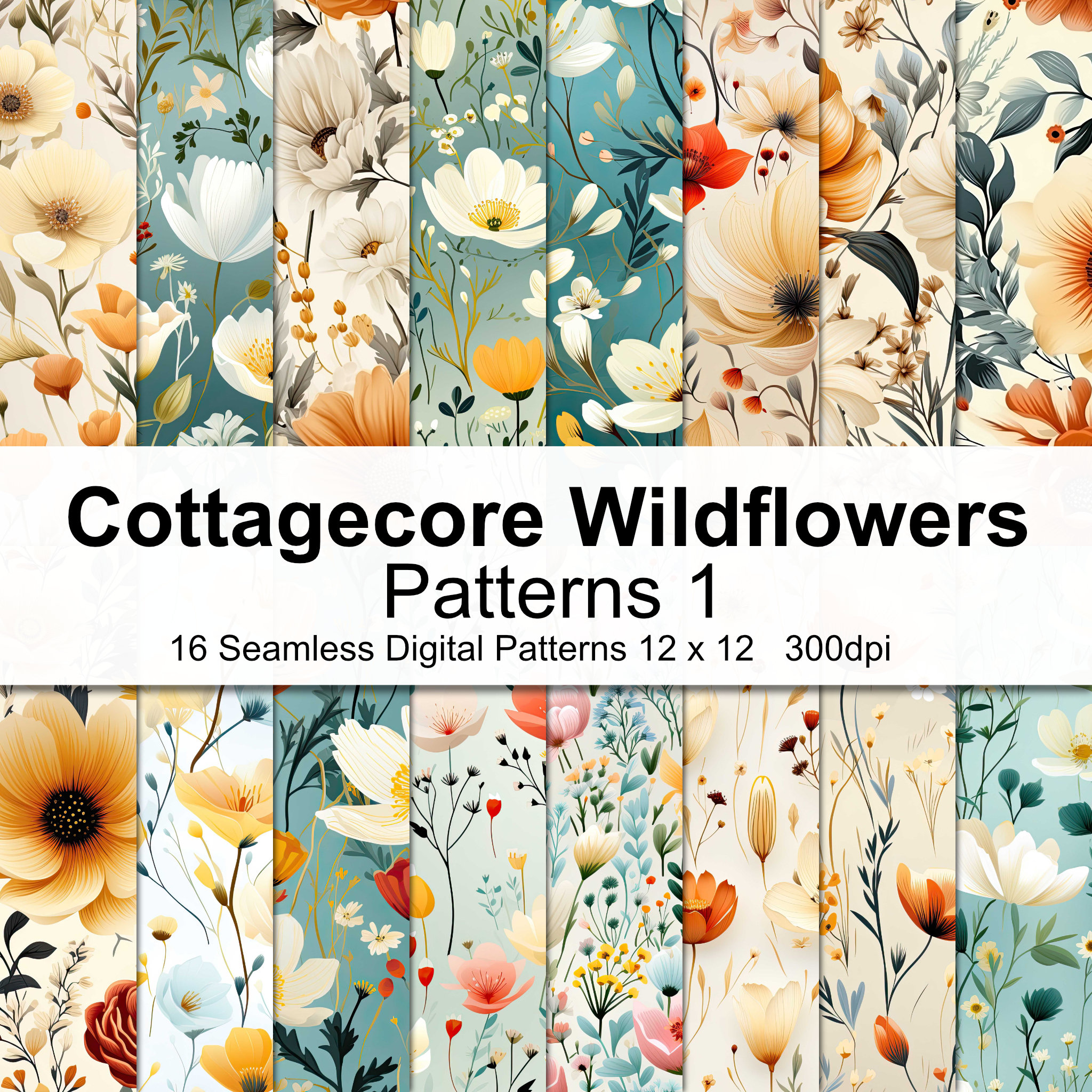 Cottagecore Wildflower Patterns Digital Paper 1 - Etsy