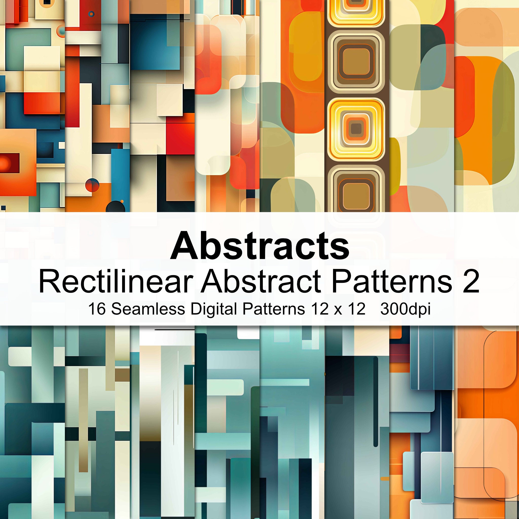 Rectilinear Abstract Patterns Digital Paper 2 - Etsy