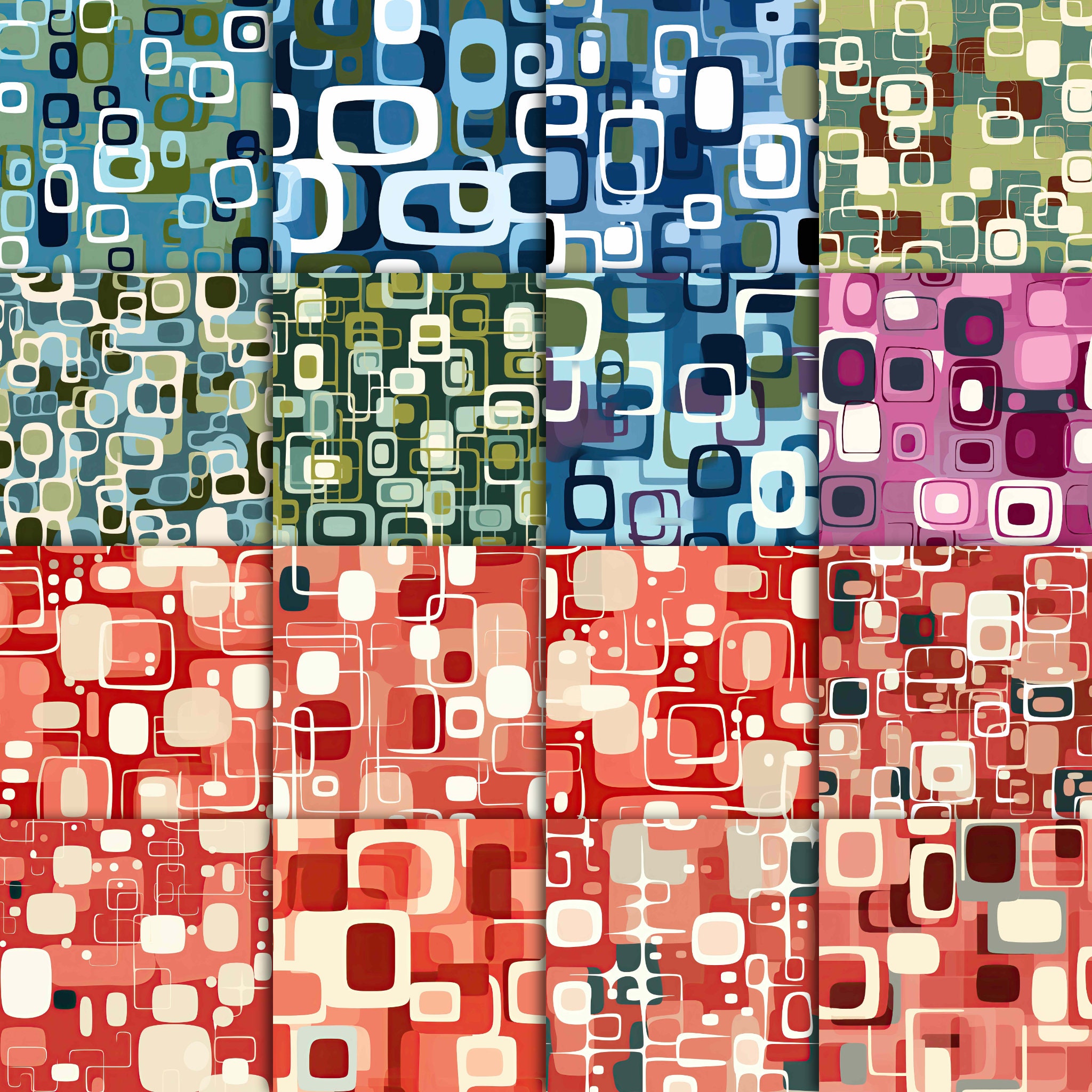 1950's Geometric Abstract Patterns Digital Paper 3 - Etsy